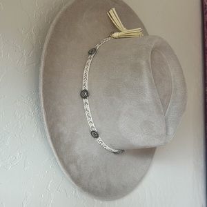 NEW Free People Beige Wide Brim Hat with Details OS Adjustable